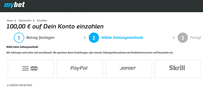 Mybet PayPal Sportwetten