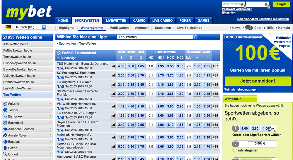Mybet Sportwetten Wettprogramm Mybet Sportwetten Wettprogramm