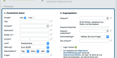 Anmeldung bei Bet-at-Home
