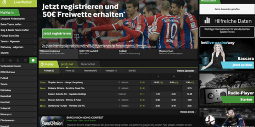 Wettangebote bei Betway