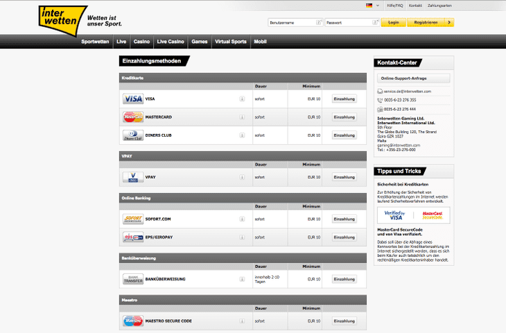 Interwetten_Zahlungsarten
