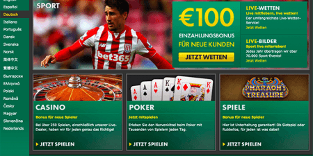 Sportwetten mit PayPal bei Bet365